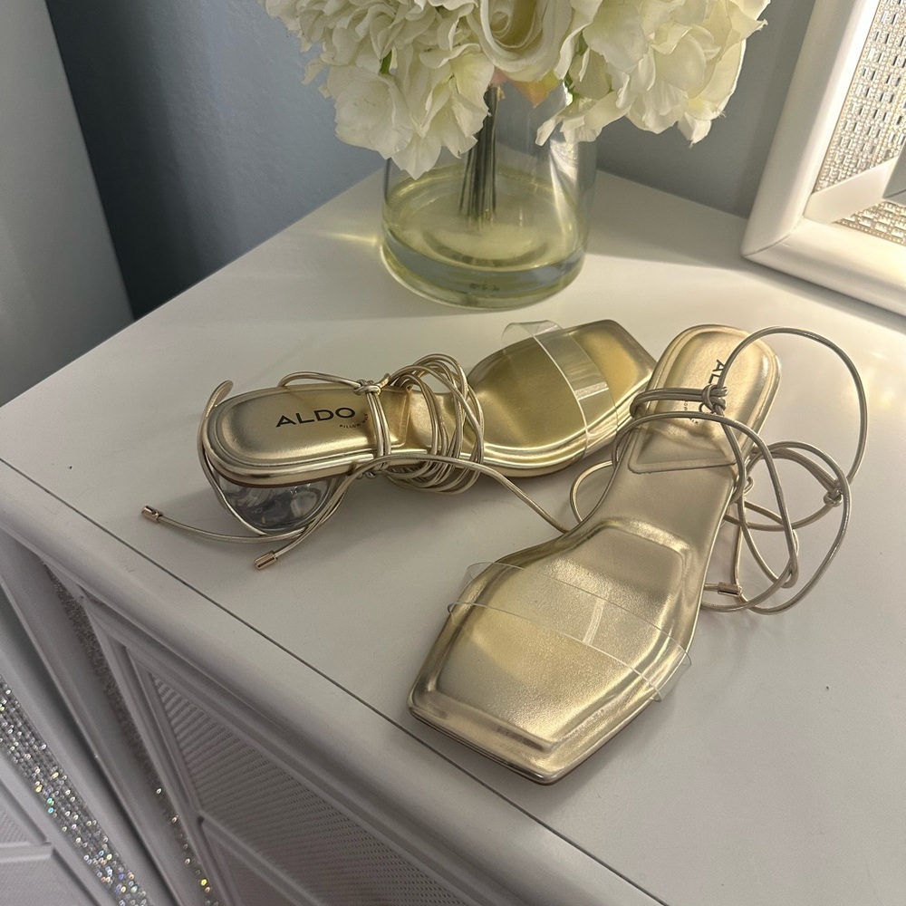 Clear and gold sandals